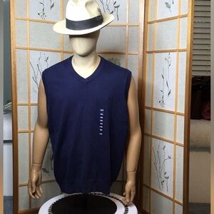 Chaps Navy Blue Sleeveless Jacket